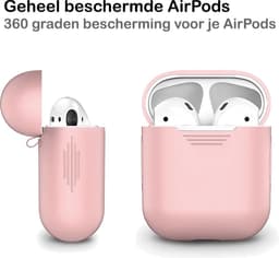 Hoesje - Geschikt voor Apple Airpods 1 - Siliconen Hoes met Clip - Silicone Case Cover - Lichtroze — thumbnail 4