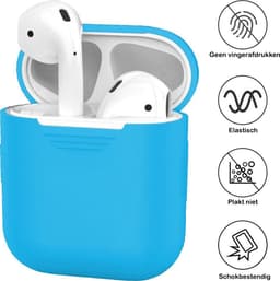 Hoesje - Geschikt voor Apple Airpods 2 - Siliconen Hoes met Clip - Silicone Case Cover - Lichtblauw — thumbnail 2
