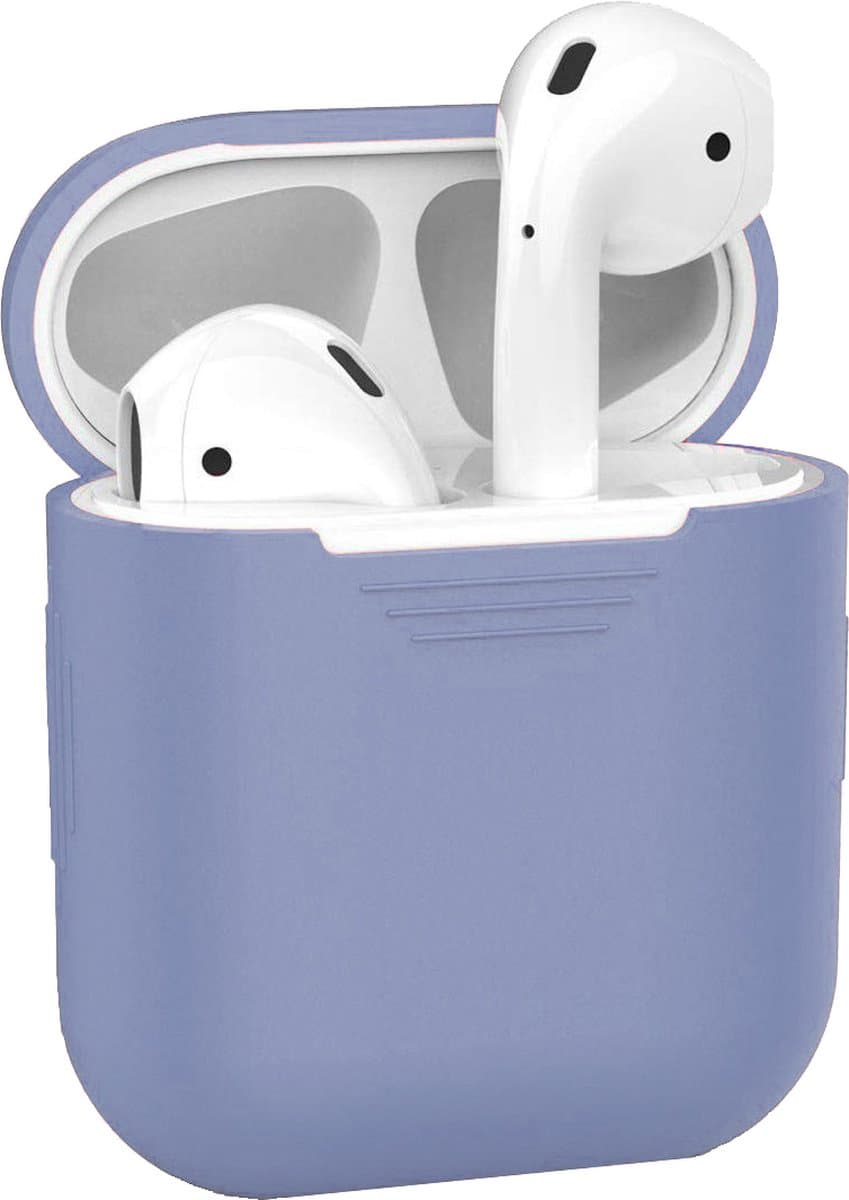 Hoesje - Geschikt voor Apple Airpods 2 - Siliconen Hoes met Clip - Silicone Case Cover - Lila — afbeelding 1