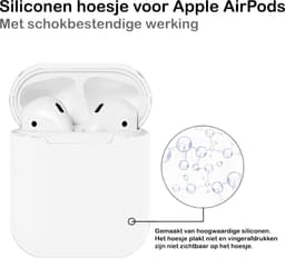 Hoesje - Geschikt voor Apple Airpods 2 - Siliconen Hoes met Clip - Silicone Case Cover - Wit — thumbnail 3