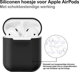Hoesje - Geschikt voor Apple Airpods 2 - Siliconen Hoes met Clip - Silicone Case Cover - Zwart — thumbnail 3