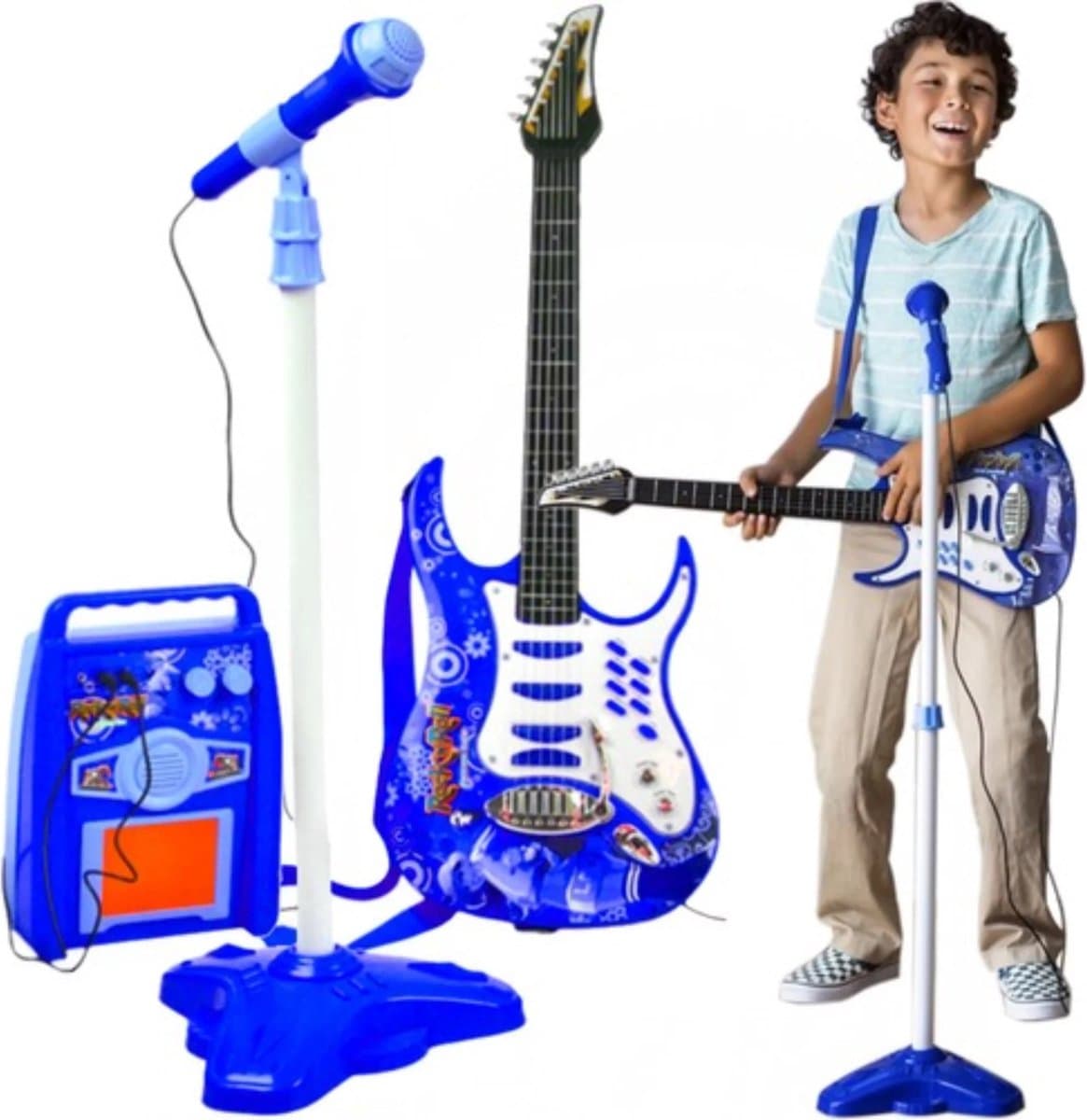 Elektrische gitaar + microfoon + versterker — afbeelding 1