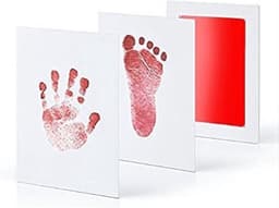 CHPN - Baby Voet- en Handafdruk Inktset - Rood - Incl. 2 witte kaartjes - 1 setje - Voetafdruk baby - Handafdruk - Kraamcadeau - Geboorte - Moederdag - Vaderdag — thumbnail 1