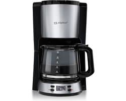 alpina Koffiezetapparaat Filterkoffie - 1.5L - 12 Kopjes - Glazen Kan - Digitaal Display - Zwart