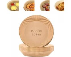 100 Stuks Air Fryer Wegwerp Papieren Liners Non-stick Airfryer Liners Koken Papier Natuurlijk Perkamentpapier voor Friteuse Stoomboot Magnetron