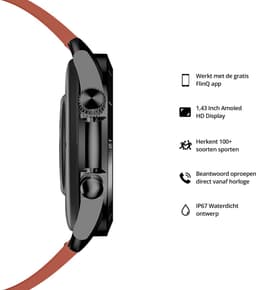 FlinQ Smartwatch Spectrum - AMOLED scherm - Smartwatch dames & heren - Smartwatch android - Smartwatch kinderen - 45mm - Rood — thumbnail 4