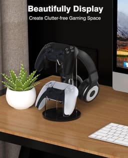 Game Controller houder/headsetstandaard, 2-in-1 acryl universele houder voor houder, gamingaccessoires, controller hoofdtelefoon houder standaard accessoires, zwart — thumbnail 3