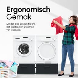 Bodo® - Wasmachine Verhoger - Dubbel - Kast - Ombouw met Lade - Zwart - 127x54x31cm — thumbnail 4