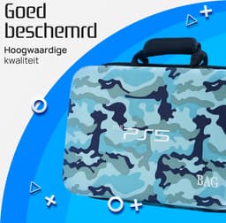 K&G Luxe PS5 Case - PS5 Tas - PS5 Koffer - Opbergtas - Multifunctioneel - Waterdicht - Accessoires geschikt voor Playstation 5 - Reiskoffer - Camo Blauw — thumbnail 3