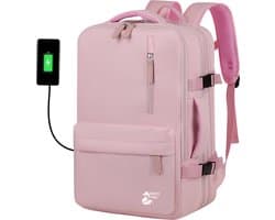 Grey Fox Laptop Rugzak met USB Oplaadpoort - 17,3 inch - Schooltas - Waterafstotend - Kofferinsteek - tot 39L Ruime Capaciteit - Roze