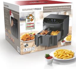 GOURMETmaxx Airfryer met Dubbele Kamer 2x3,5 L Zwart met Touchdisplay en Timer Energiezuinig Frituren 10 Programma’s 2400 W — thumbnail 4