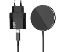 Phreeze Wireless Charger - Zwart - Geschikt voor iPhone 15,14,13,12 Draadloze Oplader - Magnetisch - Met 20W USB C Power Adapter