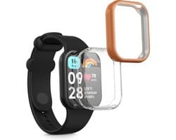 kwmobile 2x smartwatch hoes geschikt voor Xiaomi Smart Band 8 Pro / Smart Band 9 Pro hoesje - Siliconen sporthorloge cover - Activity tracker case in transparant / roségoud