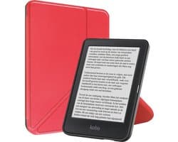 Hoes Geschikt voor Kobo Clara BW - Luxe E-reader Trifold Case - Bescherm Hoesje Book Cover - Rood
