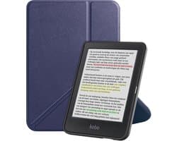 Hoes Geschikt voor Kobo Clara Colour - E-reader Bescherm Hoesje Case Sleep Cover Trifold - Hoes Geschikt voor Kobo Clara Colour Hoesje - Donkerblauw