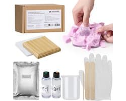 Kristallen baby hand gipsafdruk set met standaard - Leg herinneringen vast met deze 3D gipshand voor je baby - 10 x 10 cm en transparant