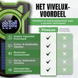 ViveLux® Noodradio - Powerbank 5000 mAh - Bluetooth - Vernieuwd Model 2026 - Solar Opwindbaar - Noodpakket - Draagbare radio - Zaklamp Voor Noodpakket/Camping — thumbnail 3