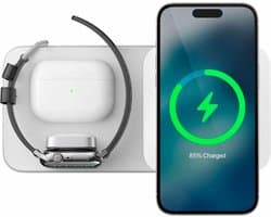 Nomad Base One Max 3:1 - geschikt voor iPhone, Apple Watch en AirPods - geschikt voor MagSafe opladen - Silver