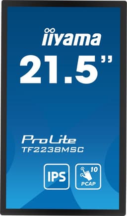 Iiyama TF2238MSC-B1 54,6 cm 10-punts optisch verlijmde PCAP open frame touchscreen monitor met IPS-paneeltechnologie, rand-tot-rand glasdesign, anti-vingerafdrukcoating en metalen behuizing, full hd, 600 cd/m² — thumbnail 5