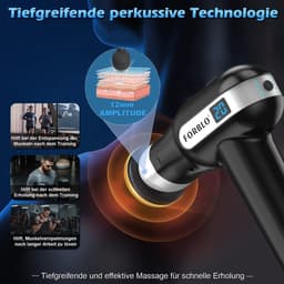 Massagepistool met 20 snelheden en 6 massagekoppen - Elektrisch massageapparaat voor nek en rug - Cadeau voor vrouwen en mannen — thumbnail 4