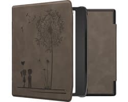 kwmobile e-reader hoesje geschikt voor Pocketbook Era / Era Color hoes - Ereader flip case met standaard - Kunstleren e reader cover - Paardenbloemen Liefde design in grijs