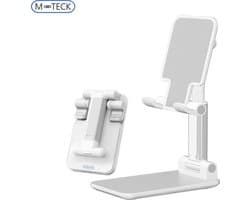 M-Teck Smartphone Houder - Telefoon Standaard - Opklapbaar - In hoogte verstelbaar - Verstelbare kijkhoek - Robuust design - Kleur wit
