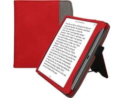 kwmobile flip cover voor e-reader - geschikt voor Pocketbook Era / Era Color - Van imitatieleer en -suède - In rood / donkergrijs