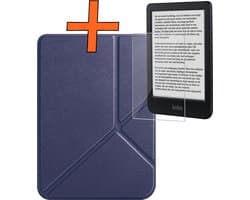 Hoesje Geschikt voor Kobo Clara BW Hoes Book Case Trifold - Hoes Geschikt voor Kobo Clara BW Hoesje Book Cover Met Screenprotector - Donkerblauw