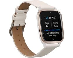 kwmobile lederen horlogebandje geschikt voor Garmin Venu Sq 2 Music / Sq 2 / Vivoactive 6 / Vivoactive 5 polsband - Echt leren smartwatch bandje - Activity tracker horloge band in wit