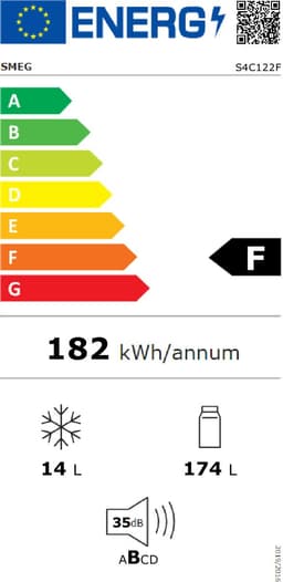 SMEG S4C122F – Inbouw Koel-Vriescombinatie – 188L – Sleepdeur – Energieklasse F – Wit — thumbnail 4