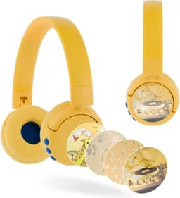 BuddyPhones PopFun Koptelefoon Kinderen - Kinder Koptelefoon Draadloos – Volumelimiet 84/95 dB – 24 uur batterijduur – Bluetooth Hoofdtelefoon - Ingebouwde microfoon - Inclusief Leuke Stickers - Geel — thumbnail 4