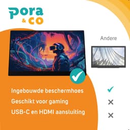 Pora&Co - IPS Portable Game Monitor - Beeldscherm 18.5 Inch - HDMI & USB-C - Full HD - Computerscherm - Draagbare Monitor — thumbnail 5