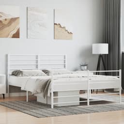 Bedframe met hoofd- en voeteneinde, metaal, wit, 120 x 200 cm, hotelbedframe, bedframe voor woonkamer, slaapkamer, geschikt voor slaapkamer — thumbnail 1