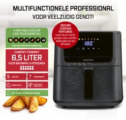 GOURMETmaxx heteluchtfriteuse 6,5 l, airfryer met 7 programma’s, gekleurde pictogrammen, 1600 W, 5 functies, 4-inch multicolor LED-touchdisplay, timer van 60 minuten, 80–200 °C voor friet, kip en dergelijke — thumbnail 3