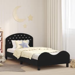 Bedframe van zwart fluweel, 90 x 200 cm — thumbnail 3