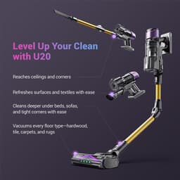 Ultenic U20 draadloze steelstofzuiger, 55.000 Pa zuigkracht, 1,5 liter stofreservoir, 60 minuten gebruiksduur, 65 cm buigbare steel, 7-traps filtratie, dynamisch interactief display — thumbnail 2