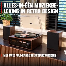 Levo® Platenspeler met CD Speler - Platenspeler Retro - CD Speler met DAB en FM - Inclusief Bluetooth - Donkerbruin - 37 x 12 x 30 cm — thumbnail 5
