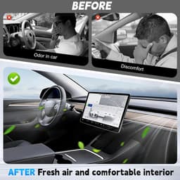 Set van 4 binnenfilters, compatibel met Tesla Model Y (2020-2026) en Juniper, bestaande uit 2 HEPA-filters en 2 actieve koolfilters, met 5-traps filtering en installatiegereedschap — thumbnail 5