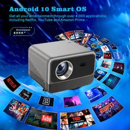 VHV - Beamer - Smart 1080P Full HD Projector - Mini Beamer - FULL HD (4K-Ondersteuning) - 10.000 lumen - WiFi & Bluetooth - Ingebouwde Speakers - Draagbare Beamer Thuisbioscoop - Voor iOS en Android - Autofocus — thumbnail 4