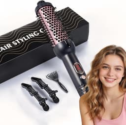 Verwarmingsborstel, 38 mm Thermal Brush 3-in-1, LCD 100-210 °C, gladmaken, zachte krullen, volume, anti-kroes, ionen-design, 5 temperatuurinstellingen, snel opwarmen (stijl 2) — thumbnail 1