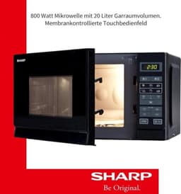 Solo-magnetron 20 l 800 W 5 vermogensniveaus 8 automatische programma's ontdooien met gewicht en tijd kinderslot energiebesparende modus glazen draaitafel (255 cm) - Zwart - Kwaliteitskeuze — thumbnail 2