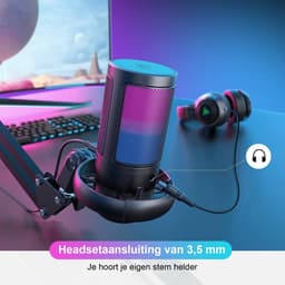 Microfoon met arm - USB - gaming - RGB Condensatormicrofoon - met Mute-Knop, Popfilter, Microfoonarm - Luxe microfoon — thumbnail 4