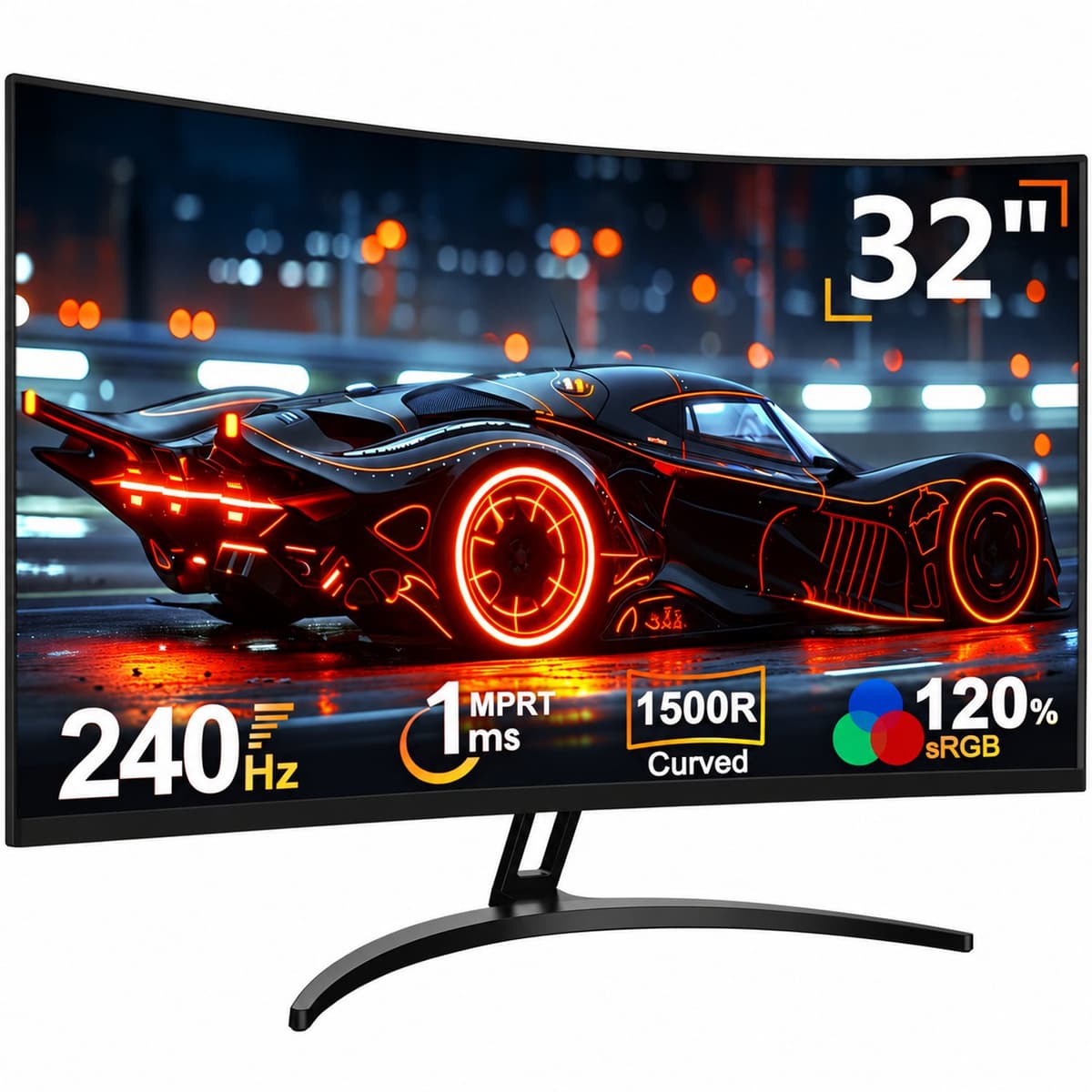 Gaming Monitor 32 Inch Curved – 240Hz – 1ms – Full HD 1080p – Adaptive Sync – 1500R VA-Scherm — afbeelding 1