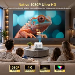 Mini Beamer 1920 x 1080 LED - WiFi 6 Android 14 Smart Projector - Draagbaar Lichtgewicht - HDMI USB Bluetooth - Voor Gaming Onderwijs Thuisbioscoop Zakelijk — thumbnail 3