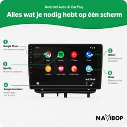 Navibop Autoradio geschikt voor Opel Corsa D 2007 t/m 2012 - Draadloos Apple CarPlay & Android Auto - 9 inch touchscreen - Android 15 - 4GB/64GB - Navigatie - Bluetooth - DAB+ ready - 2 din - 2007 2008 2009 2010 2011 2012 — thumbnail 4
