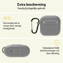 Hoesje Geschikt voor Apple AirPods 5 - Siliconen Hoes met Clip - Silicone Case Cover - Grijs — thumbnail 5