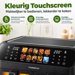 CreateEcom airfryer - heteluchtoven - airfryer oven - heteluchtfriteuse - 9L - Dubbele Korf Oven - Olievrije Friteuse met LED Touchbediening - Zichtbaar Venster — thumbnail 5