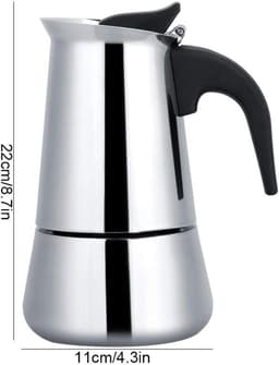 450 ml, roestvrijstalen mokkakan voor espresso-koffie, geschikt voor gas, elektrisch en inductie, campingkoffiekoker, koffiezetapparaat voor thuis en onderweg — thumbnail 3