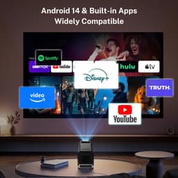 Mini Beamer – WiFi 6 & Bluetooth 5.4 – 4K Ondersteuning – Android 14 – Auto Keystone – 270° Draaibaar — thumbnail 1