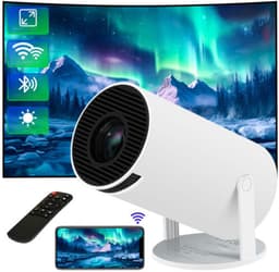 Beamer met Android TV - Draagbare Projector 720P Native - Wifi Projector met Bluetooth, HDMI en USB - 180° Draaibare Smart Projector voor Thuis en Buiten — thumbnail 1